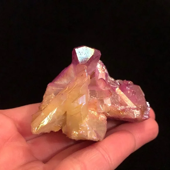 Iridescent Angel Aura Crystal Cluster - Purple & Yellow Quartz - Picture 3 of 8